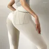 Calças ativas Pressione Leggings esportivos Nedle-Tabel Fabric Gym Women Women High Saly Yoga Fitness Workout calças de calça de calça