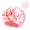 Bowknot Silky Stain Turban Night Sleeping Cap Solid Hair Care Elastic Bonnet With Head Tie Band for Women Make Up Hat Adjustable