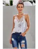 Camisoles zbiorniki kobiety duże koronkowe wykończenie z czołgi kwiatowe Topy swobodne v szyja slim slim fit kamizelka kamizelka camisole thirt Summer 230506