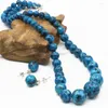 Collier boucles d'oreilles ensemble 6-14mm ornements naturels perles d'épidote bleues pierres porte-bonheur chaîne Earbob ensembles femmes cadeaux bijoux à bricoler soi-même accessoires