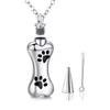 Colliers pendentifs collier commémoratif d'os de chien pour les cendres avec des cadeaux de souvenir d'animal familier personnalisés d'acier inoxydable bijoux de crémation d'urne