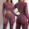 Women's Tracksuits Seamless Gym Clothes Women Fitness Leggings Sport Long Sleeve Yoga Set Running Workout Sportswear High Waist Legging Outfit Wear P230506