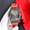 A fábrica masculina Watch Z produz RM35-02 West Tiecheng pulseira de relógio de borracha de movimento mecânico base de caixa de fibra de carbono e forro de titânio com usinagem CNC síncrona