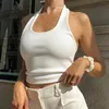 Camisoles Tanks Bekväma Fit Hanging Neck Knitting Suspender Vest Summer Slim Kvinnlig rygglös Camisole Fashion Sexig kvinna ärmlös Crop Top 230506