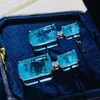 Stadnina vintage paraiba Tourmaline Blue kwadratowe kolczyki stadninowe wielokolorowe kryształ cyrkon paznokcie kobiety oświadczenie impreza biżuteria kobiety kolczyki 230505