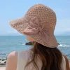 Chapeaux à large bord été chapeau de paille dames à la main dentelle papillon soleil extérieur creux crème solaire adulte enfants grand