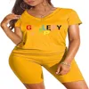 Designer Womens Tracksuits Brand Letter Printed Sexy V-neck Short Sleeve T-shirt And Shorts Sets Summer Sports Outfits