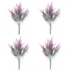 Flores decorativas 4 pacotes plásticos lavanda artificial PO Props Decoração de casa externa Decoração de casa roxa Romântica Dia dos Namorados