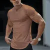 Herr t skjortor casual smal fit sportskjorta herrar sommar kort ärm v nacke mager stretch tees fritid män kläder streetwear pullover tops