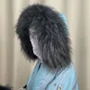 Scarves Real Raccoon Fur Collar Womens Natural Gray Shawl Detachable Scraves Dark