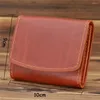 Wallets Vintage Genuine Leather Wallet Men Handmade Purse With Zipper Coin Pocket Short Male Creative Designer Money Bag
