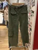 Pantalon Femme S Vintage Casual Green Cargo Femmes Automne Solide Ajustable Élastique Taille Haute Droite Rétro Streetwear Y2k Pantalon 230506