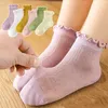 3pcs yeni yaz sevimli dantel yeni doğan prenses kız bebek çorapları düz renk yumuşak pamuklu bebek toddler çorap