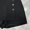 Shorts femininos 2023 verão elegente azul claro skort mulheres de cintura alta peito de peito único preto mini culotes moda moda de cor sólida casual