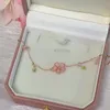 Naszyjniki wiszące Koreańskie słodkie wiśniowe kwiat cyrkon luksusowy kryształowy łańcuch obojczyka kwiatów dla kobiet biżuteria ślubna prezent 230506