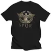 メンズTシャツSPQRローマ帝国標準シールドTシャツクルーネック画像カスタムマンレトロUSサイズS-6XLビッグ