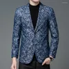 Herenpakken 2023 Casual Blazer Jacket Pak Party High-End Fashion Luxury Men's Golden Floral Blazers Business