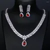 Collier boucles d'oreilles ensemble luxe classique complet zircon cubique pour les femmes mode cristal mariée mariage anniversaire robe bijoux cadeau