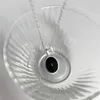 Collane con ciondolo DAIWUJAN Colore argento ovale nero onice collana per le donne vintage lunga dichiarazione gioielli moda festa 230506