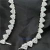 Collar de lujo completamente helado 13 mm 18 "20" 22 "24" Vvs Baguette Diamond Moissanite Heart Cadena cubana