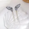 Brincos Dangle Minar Fairy Clear Resin Butterfly Para mulheres Rhinestones Tassel Long Tassel Simulation Wing Wedding Jewelry