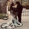 Chic Black Lace Gothic Wedding Dress 2023 Plus Size Long Sleeve Mermaid Country Garden Bridal Dresses With Train Elegant Bride robe de mariee Femme vestido de noiva