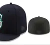 Gotowy magazyn Hurtowa wysokiej jakości męska drużyna sportowa Seattle Pontain Caps LS Flat Rzement na polu Czapki Pełny zamknięty rozmiar 7- Rozmiar 8 Dopasowane baseball Gorra Casquette A2