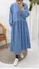 Robes décontractées Lazy Oaf Loose Denim Maxi Robe O-Cou À Manches Longues Une Ligne Vintage Printemps 2023 Coréen Robe De Mujer Grande Fat Sukienka