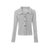 Women's Polos Spice Girl Early Autumn Thin Knitted Sunscreen Cardigan Coat Female 2023 Slim Grey Long-sleeved Top