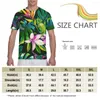 Camisetas masculinas lagarto de pássaro tropical lagarto e flores de moda de moda 2023 Crega de verão Camiseta Camiseta
