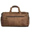 Sacs polochons en cuir véritable sac de sport pour hommes Vintage voyage avec chaussure week-end nuit grande capacité main