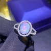 Bagues de cluster LeeChee Natural Opal Ring 8 10mm Coloré Gemstone Bijoux Blanc Pour Femmes Engagement Cadeau De Mariage Réel 925 Argent