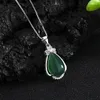 Pendant Necklaces Flower Petal Drop Shaped European And American Retro Grandmother Emerald Clavicle Chain Korean Style Chrysoprase Necklace