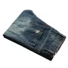 Jeans pour hommes Mode Bleu Foncé Déchiré Hommes Moto Long Denim Pantalon Détruit Coton Trous Occasionnels Pantalon En Ruiné Plus La Taille 32-42qiy1