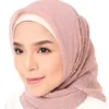 Halsdukar vanlig bubbla hårboll chiffong hijab halsduk kvinnor fast färg muslimska hijabs långa sjalar och wrap head foulard femme