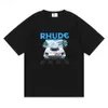 Desinger Rhude T Shirt Märke Mens skjortor Män kvinnor Högkvalitativ 100%bomullskläder Hip Hop Oves US Size S-XXL