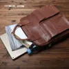 Bortkyror NZPJ Retro Leather Men's Handbag Top Layer Cowhide Vertical Single Shoulder Messenger Bag Postman Portces Computer 230506