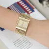 Zegarek na rękę luksusowy diamentowy zestaw diamentów kwadratowy kwarc zegarek moda prosta szkielet ze stali nierdzewnej kobiety zegarowe zegarowe sukienki