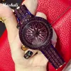 Women s Watches 2023 Mashali Brand Women Quartz Full Diamond Rotating Dial Wristwatch Relojes Mujer Lady Purple Watch Relogio Feminino 230506