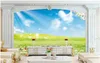 Wallpapers Wall Paper 3 D Custom Mural Dream Flower Blue Sky And White Cloud Grass Butterfly Home Decor Po Wallpaper For Bedroom Walls