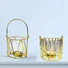 Candle Holders Holder Metal Hollow Round Hexagonal Lantern Candlestick Ornament Decor Home Decoration Art Gift