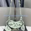 StylisHEdibags Half Moon Dumpling Bag Willow Stud Motorfietstas Fijnkorrelig krokodil patroon Leer met hartvormige make-upspiegel One-Shoulder Cross Body