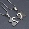 Pendant Necklaces Lovely Couple Necklace Men's Women's Lovers Titanium Steel Love Heart Puzzle Shaped & Pendants Valentine Gift