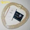 Halsband Moissanite Chain Pass Diamond Tester Kubansk kedja 925 Silver 10K Guldpläterad isad