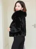 Women's Fur 2023 Winter Imitation Mink Coat Female Short Collar Slim Jacket Fashion Elegance Black Women