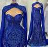 5月Aso ebi Royal Blue Prom Beaded Squiented Lace Mermaid Evernic Formal Party Second Recestent Birthday Engagement Gowns Robe De Soiree ZJ174 407