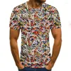 T-shirts pour hommes 2023 été impression 3D T-Shirt pour hommes décontracté à manches courtes col rond mode Galaxy Star Print Top