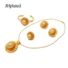 Pendant Necklaces Ethiopian gold plated bridal Jewelry sets Hairpin necklace earrings bracelet ring gifts wedding jewellery set for women 230506