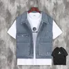 Mäns västar vårens sommar ärmlös denimjacka Tooling Vest Men Lose Jeans Waistcoat Korean Fashion Youth Cargo Coat Multi Pocket Blue 230506