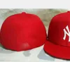 Ready Stock Vente en gros de haute qualité pour hommes New York Sport Team Casquette ajustée LA NY Flat Brim on Field Chapeaux Full Closed Design Taille 7- Taille 8 Fitted Baseball Gorra Casquette A2